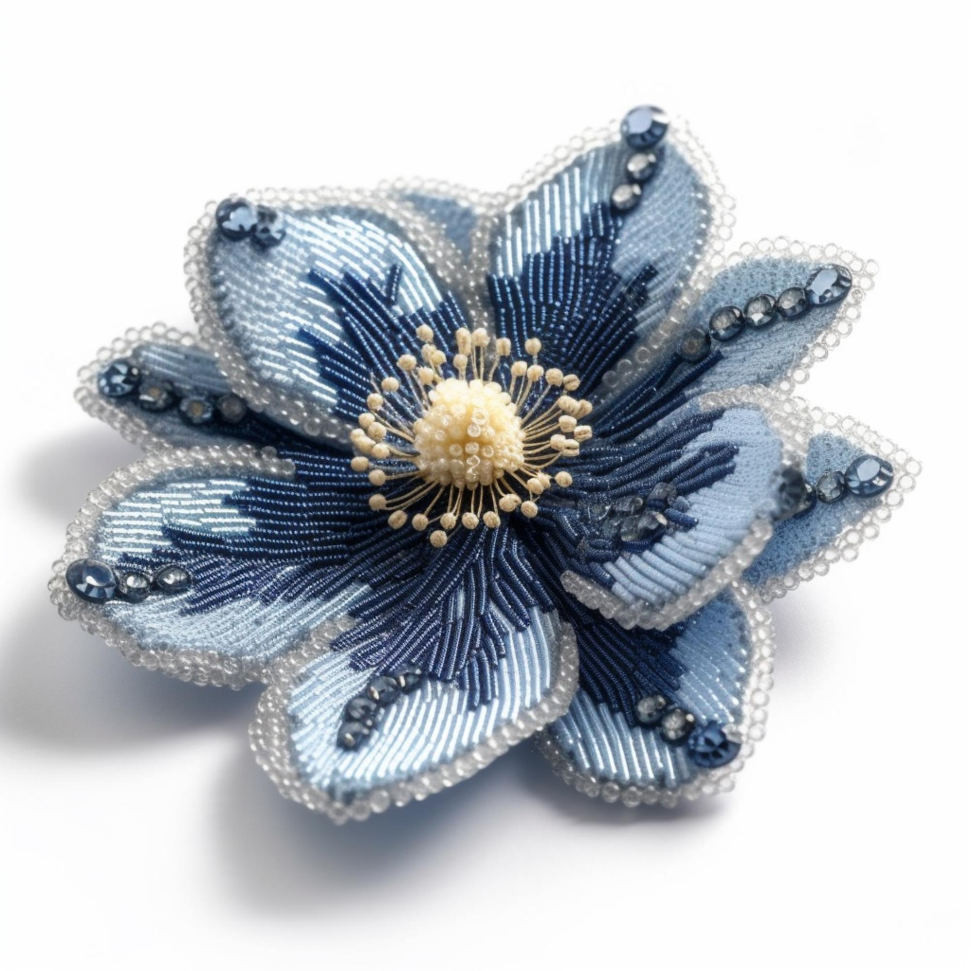 Embroidered denim patch with floral motif